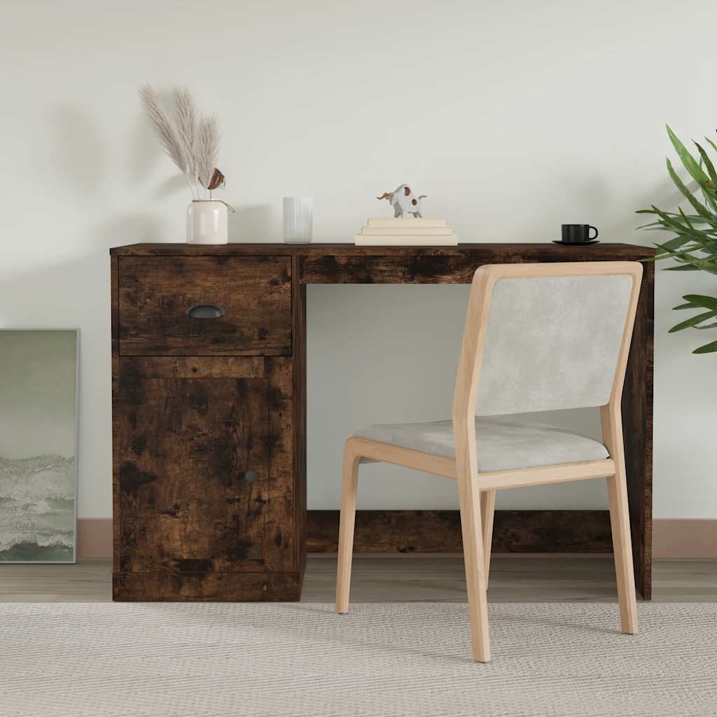 Desk with Drawer Smoked Oak 115x50x75cm