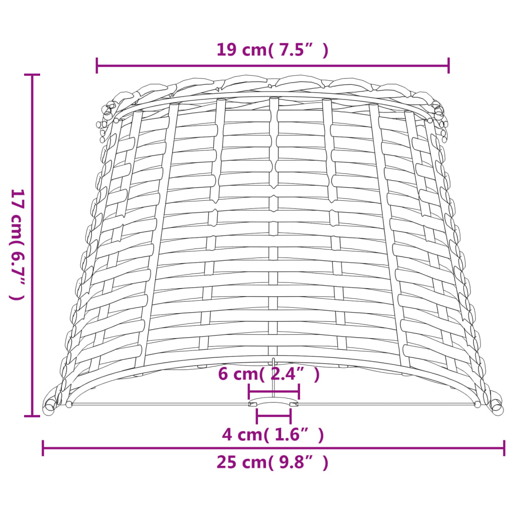 Lampshade White Ø25x17 cm Wicker