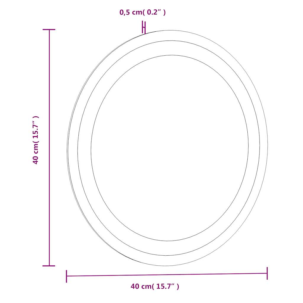 Miroir de salle de bain LED rond 40 cm