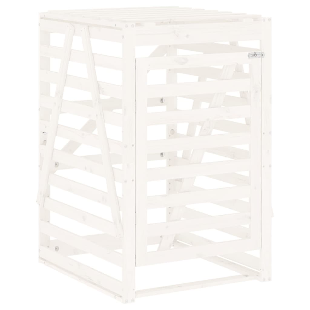 White Dustbin Shed 84x90x128.5 cm Solid Pine