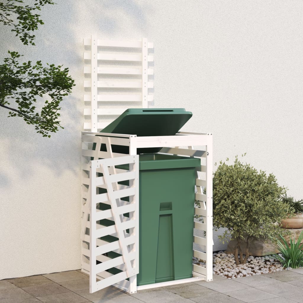 White Dustbin Shed 84x90x128.5 cm Solid Pine