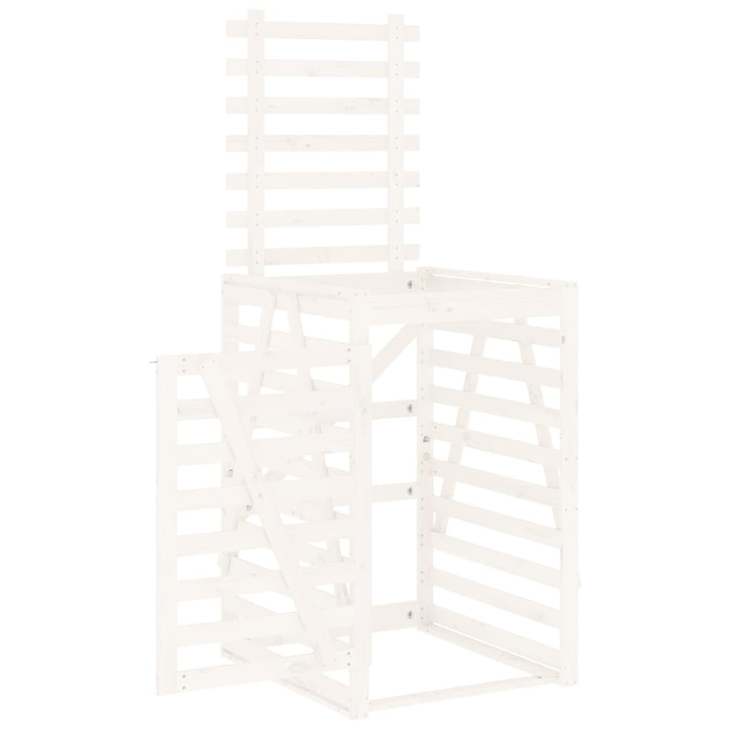 White Dustbin Shed 84x90x128.5 cm Solid Pine