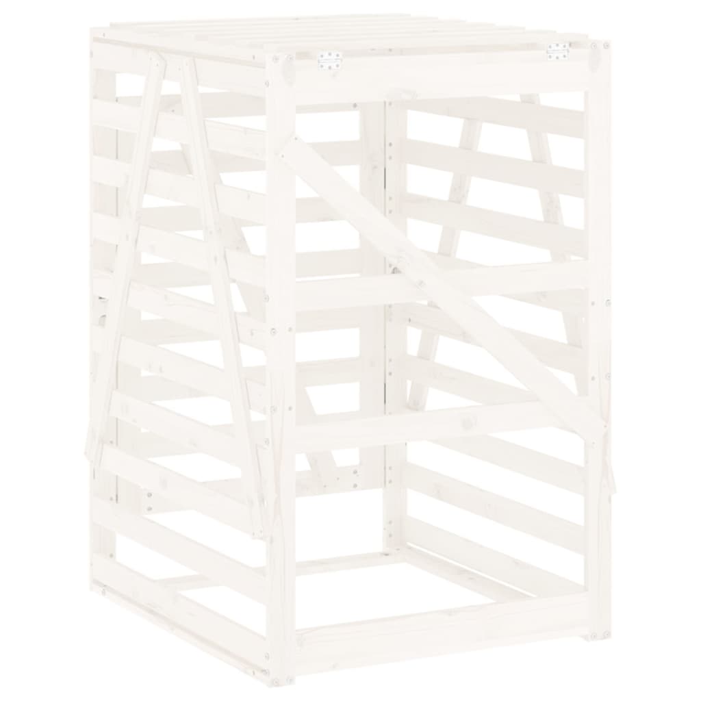 White Dustbin Shed 84x90x128.5 cm Solid Pine