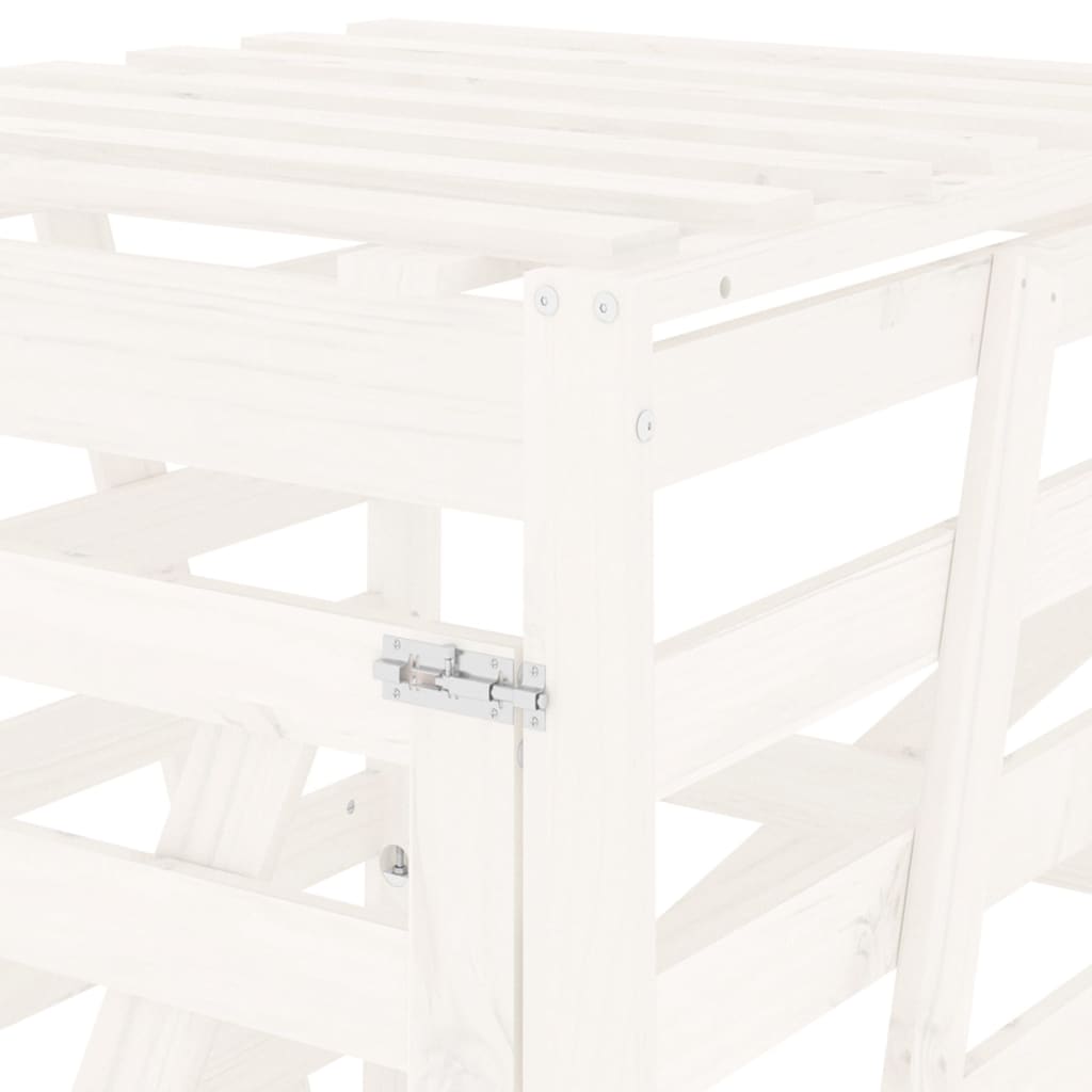 White Dustbin Shed 84x90x128.5 cm Solid Pine