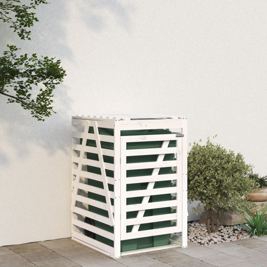 White Dustbin Shed 84x90x128.5 cm Solid Pine