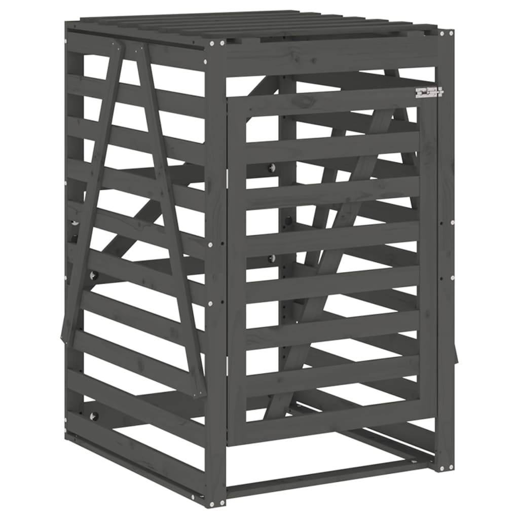 Wheelie Bin Storage Unit, Grey, 84x90x128.5 cm, Solid Pine