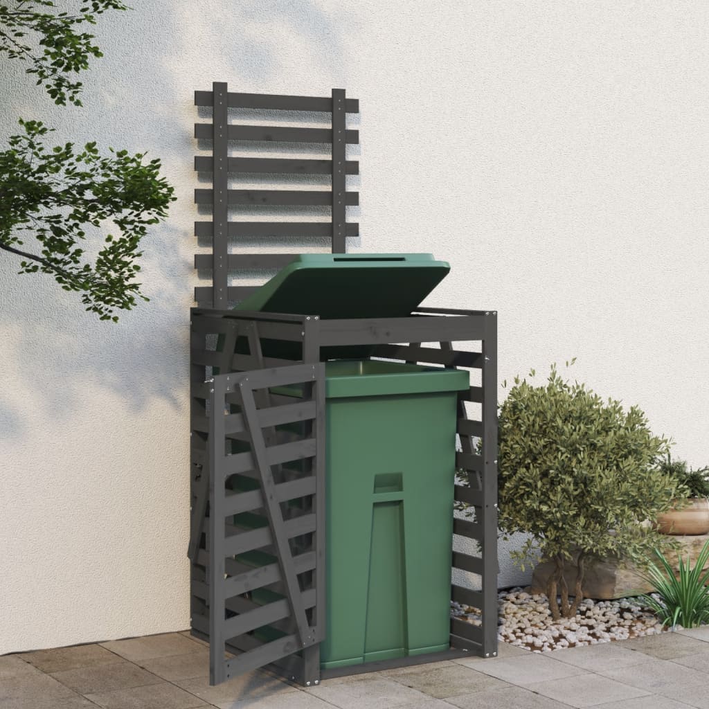 Wheelie Bin Storage Unit, Grey, 84x90x128.5 cm, Solid Pine