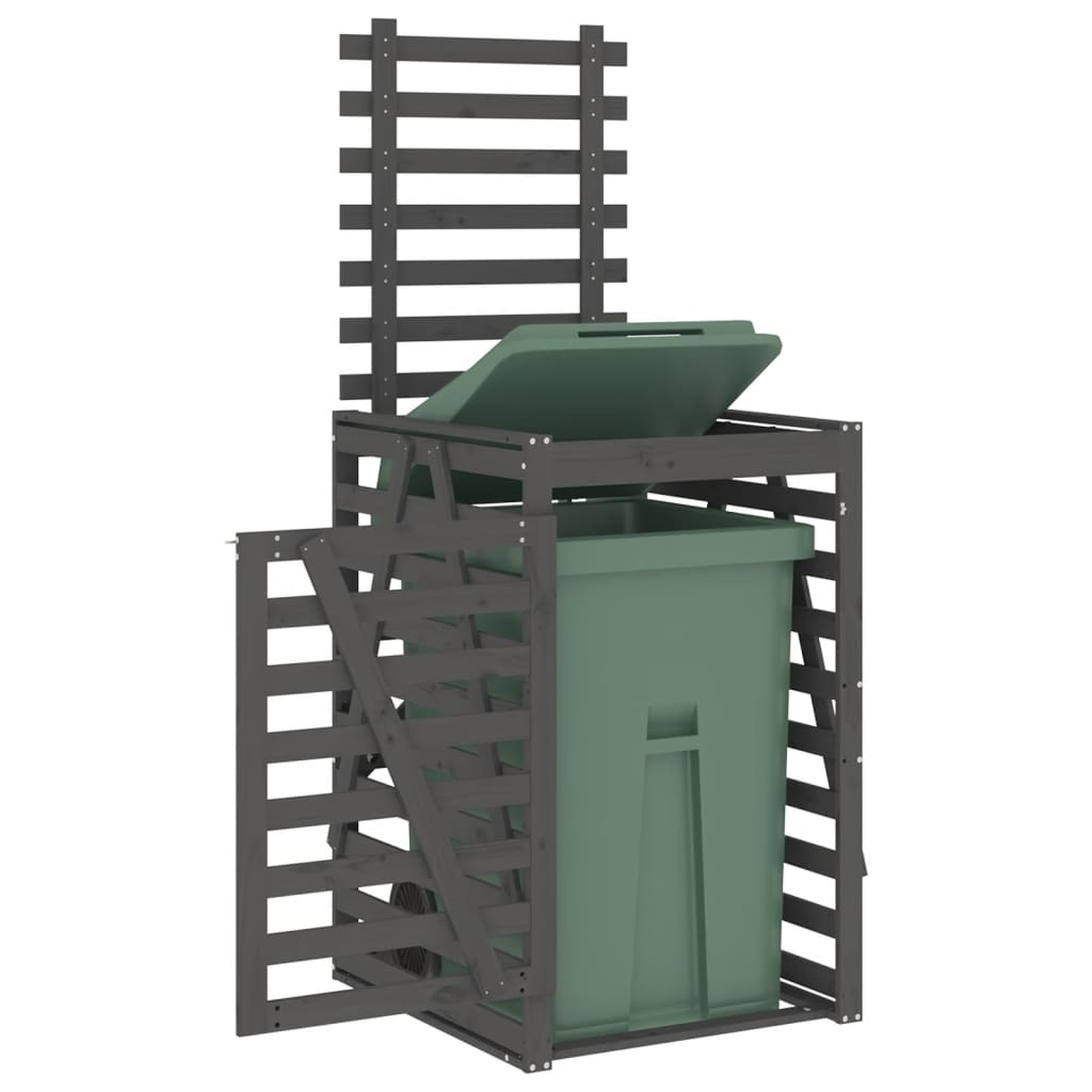 Wheelie Bin Storage Unit, Grey, 84x90x128.5 cm, Solid Pine