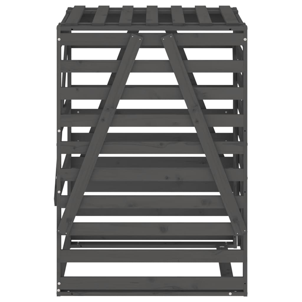 Wheelie Bin Storage Unit, Grey, 84x90x128.5 cm, Solid Pine