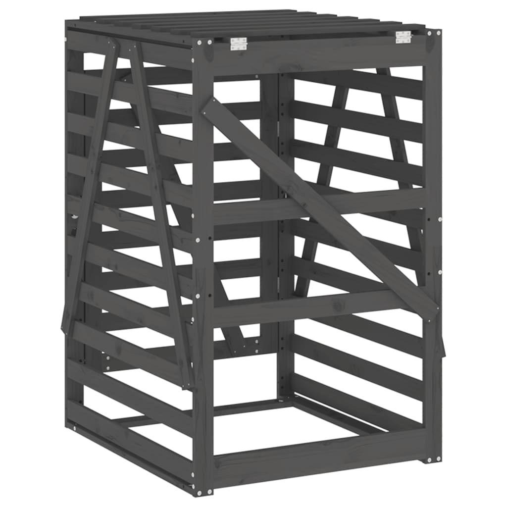 Wheelie Bin Storage Unit, Grey, 84x90x128.5 cm, Solid Pine