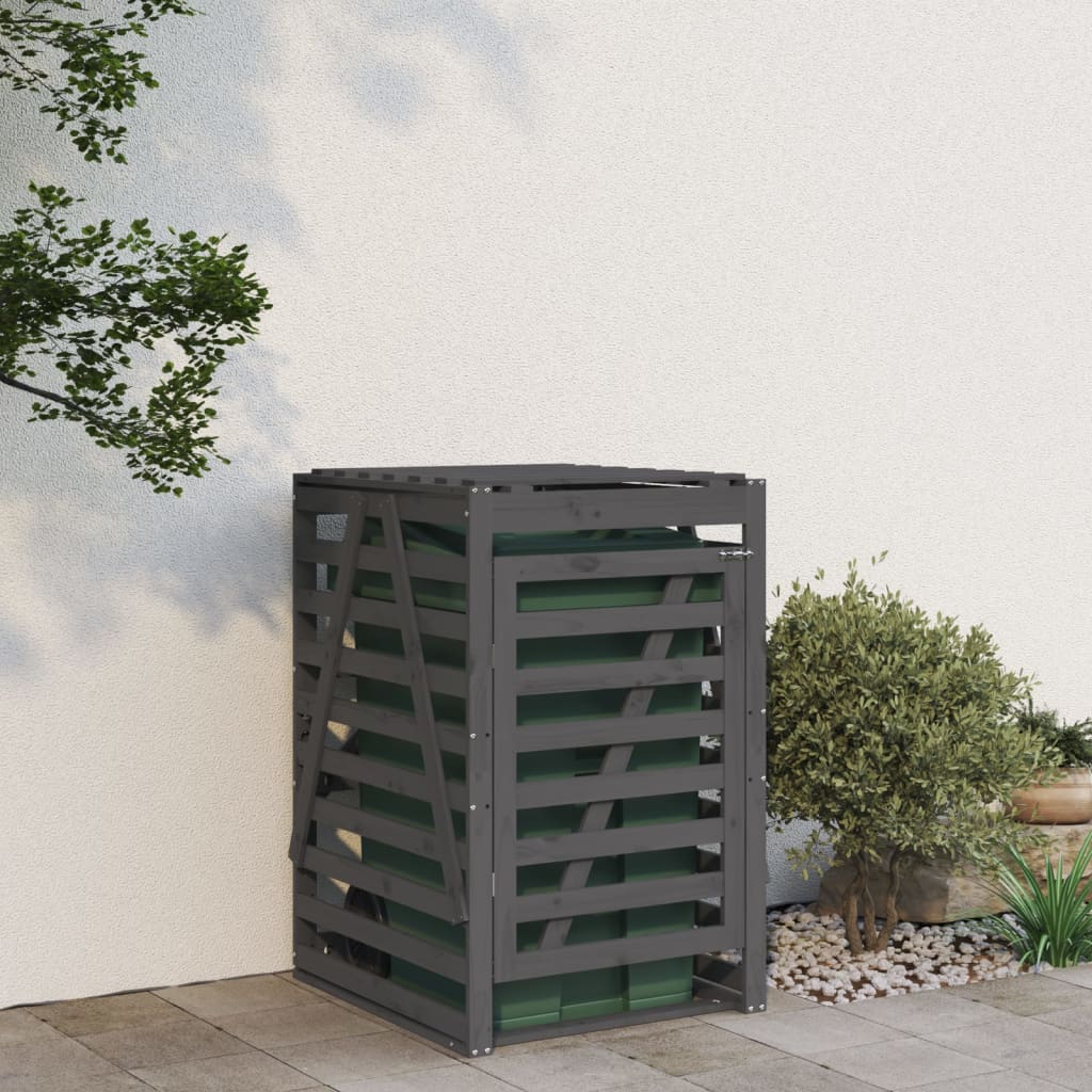 Wheelie Bin Storage Unit, Grey, 84x90x128.5 cm, Solid Pine
