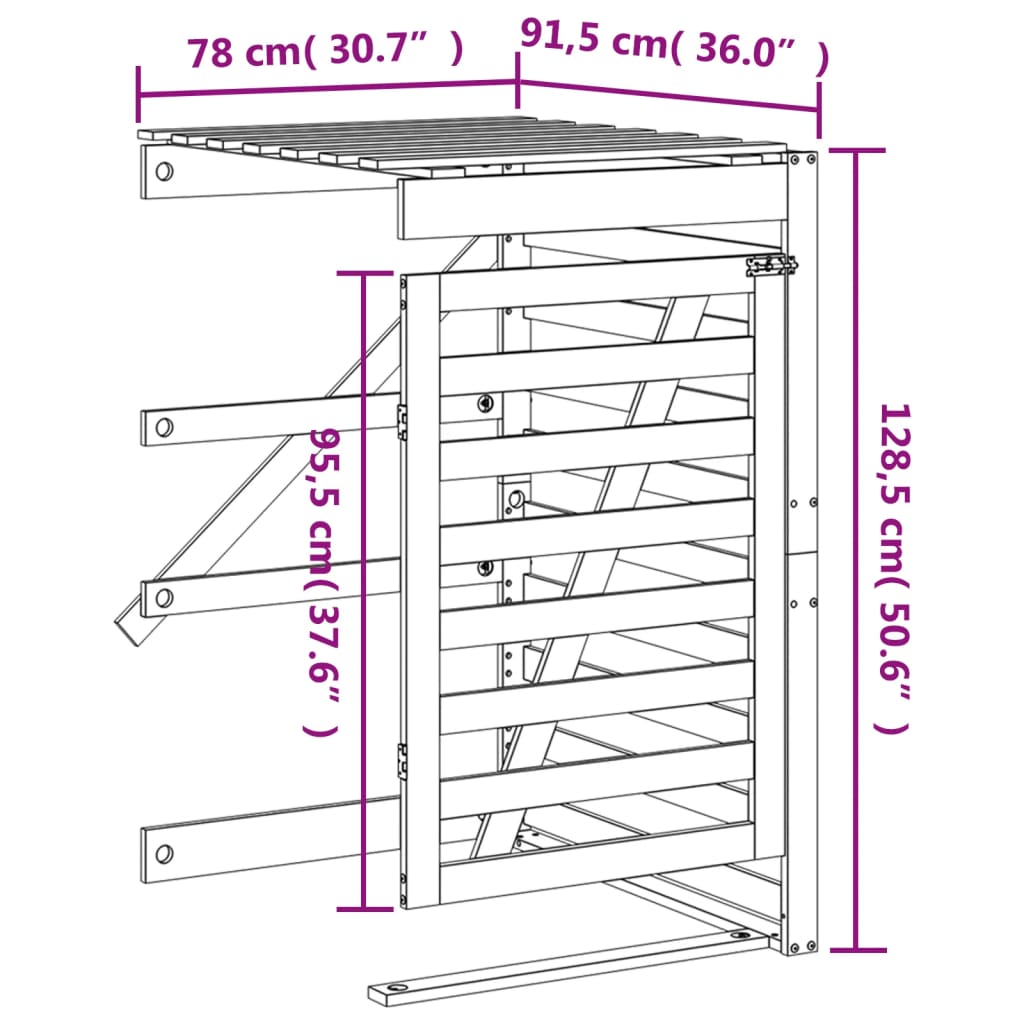 Erweiterung für Mülltonnenbox Massivholz Kiefer