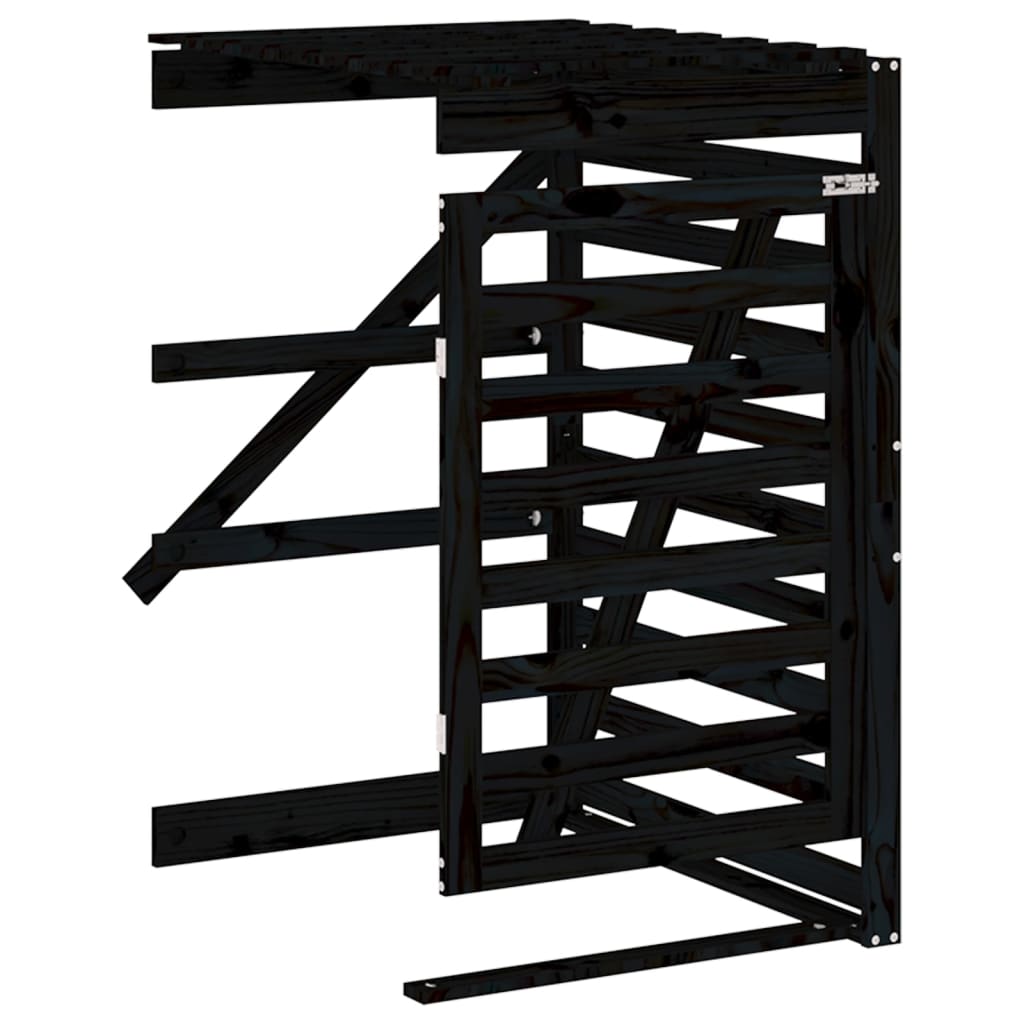 Extension for Wheelie Bin Storage Black Solid Pine