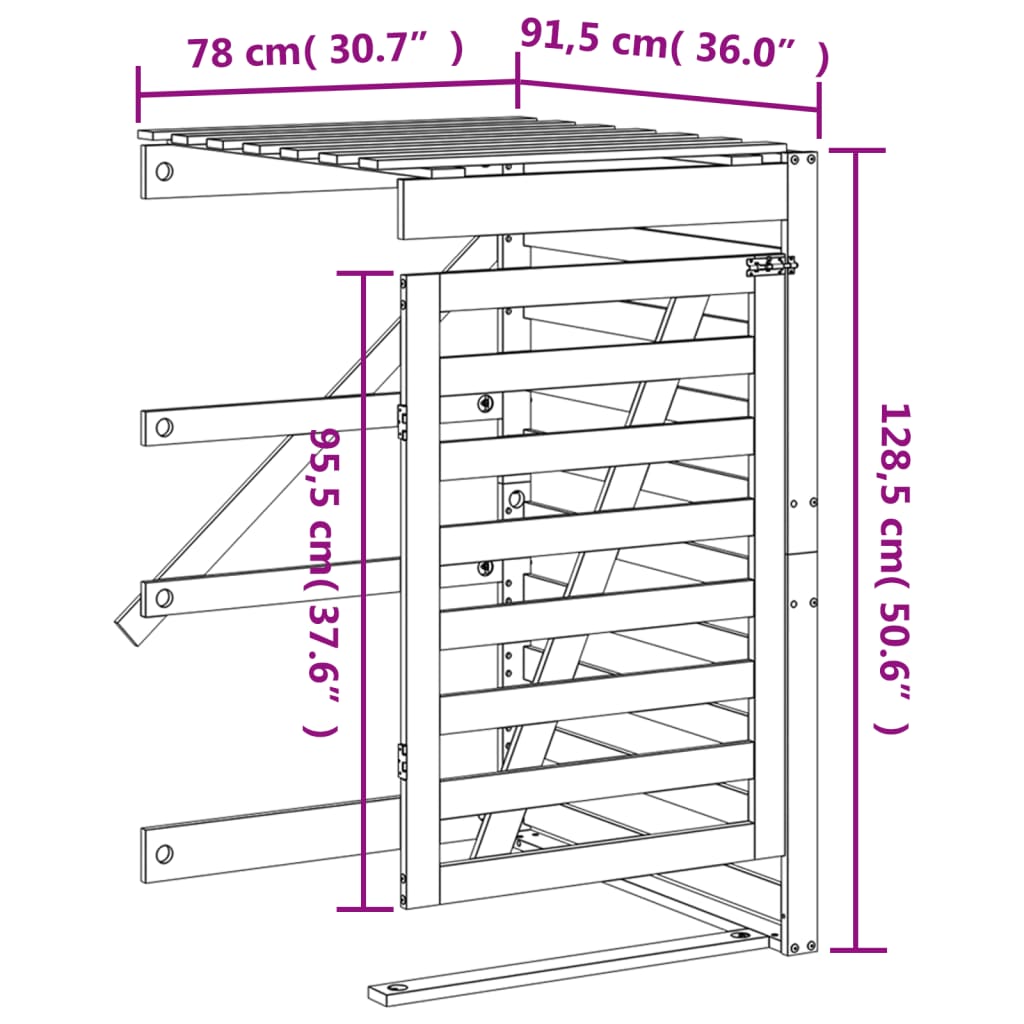 Extension for Wheelie Bin Storage Black Solid Pine