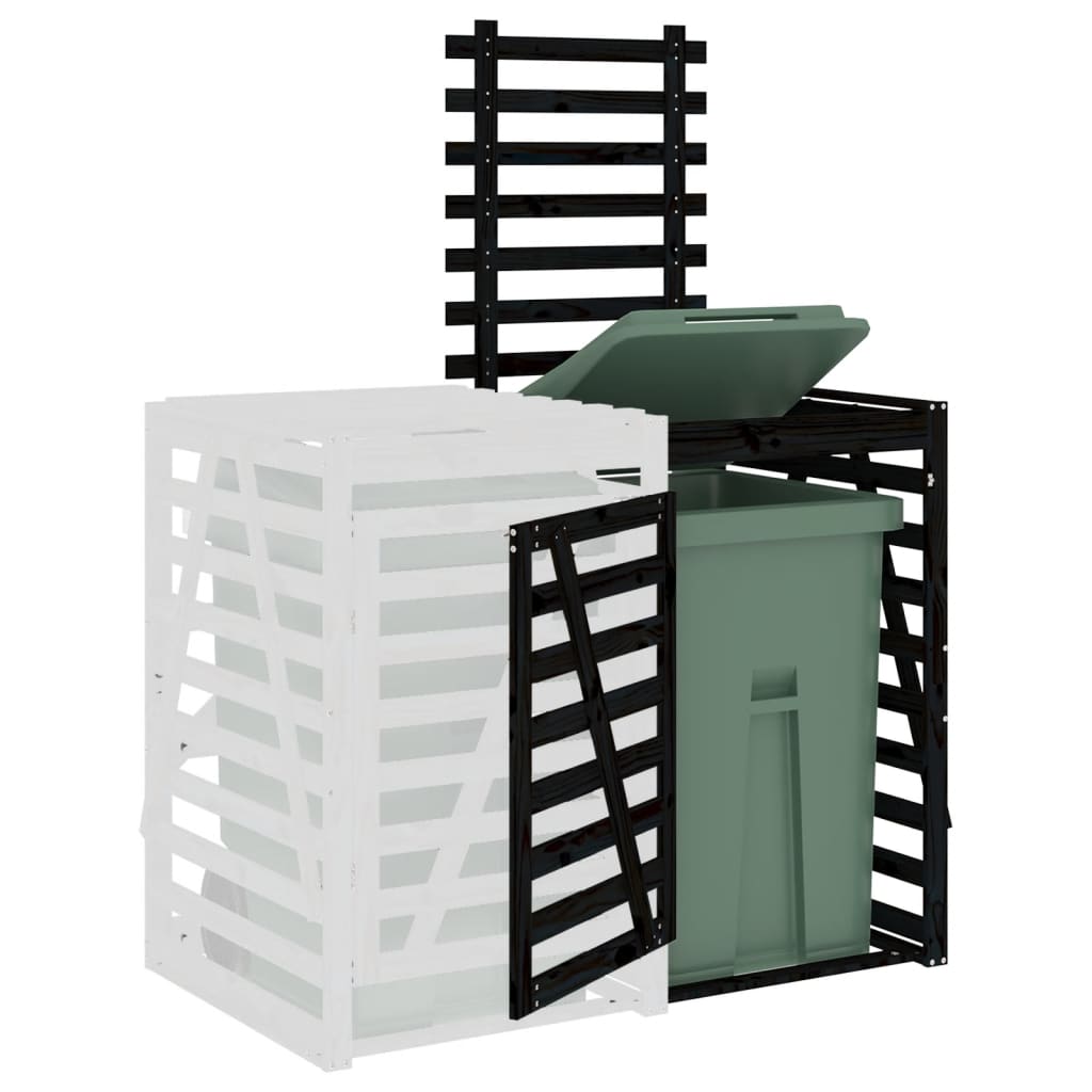 Extension for Wheelie Bin Storage Black Solid Pine