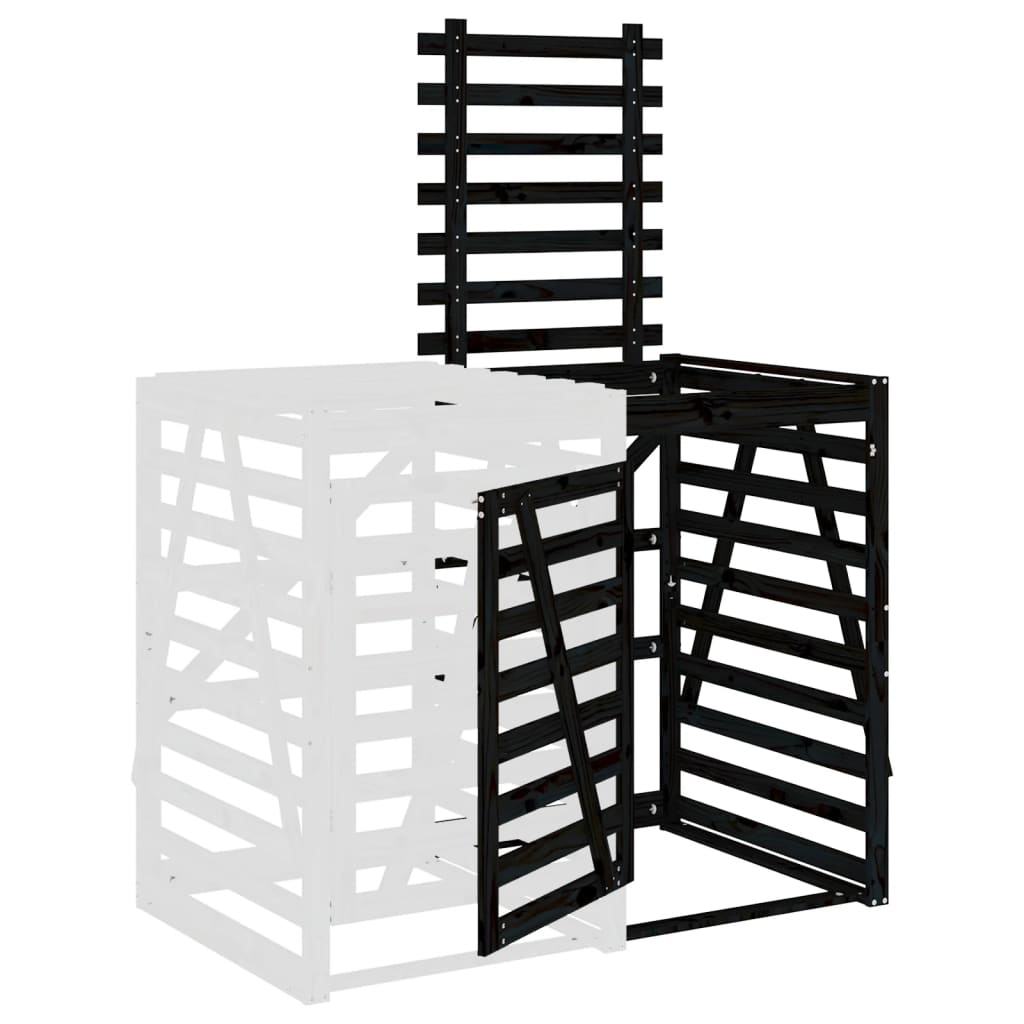 Extension for Wheelie Bin Storage Black Solid Pine