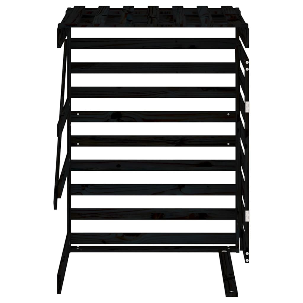 Extension for Wheelie Bin Storage Black Solid Pine