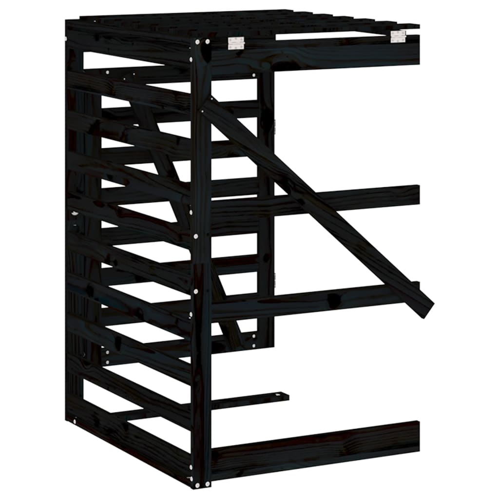 Extension for Wheelie Bin Storage Black Solid Pine