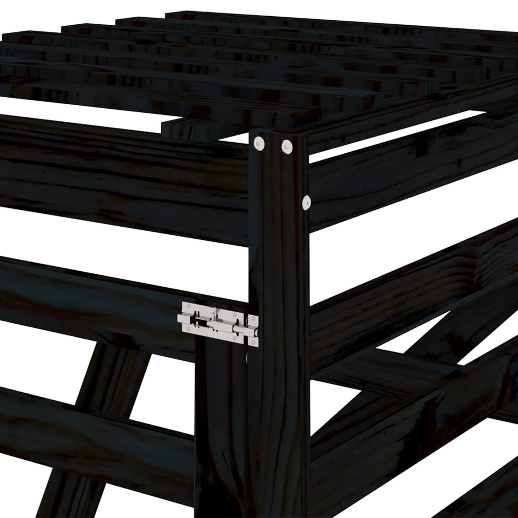 Extension for Wheelie Bin Storage Black Solid Pine