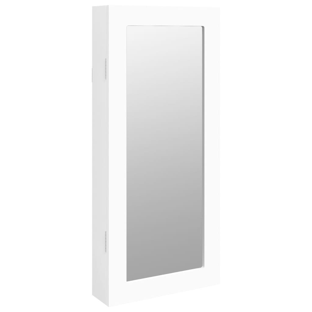 Armoire à bijoux avec miroir, fixation murale, blanc 30x8,5x67 cm