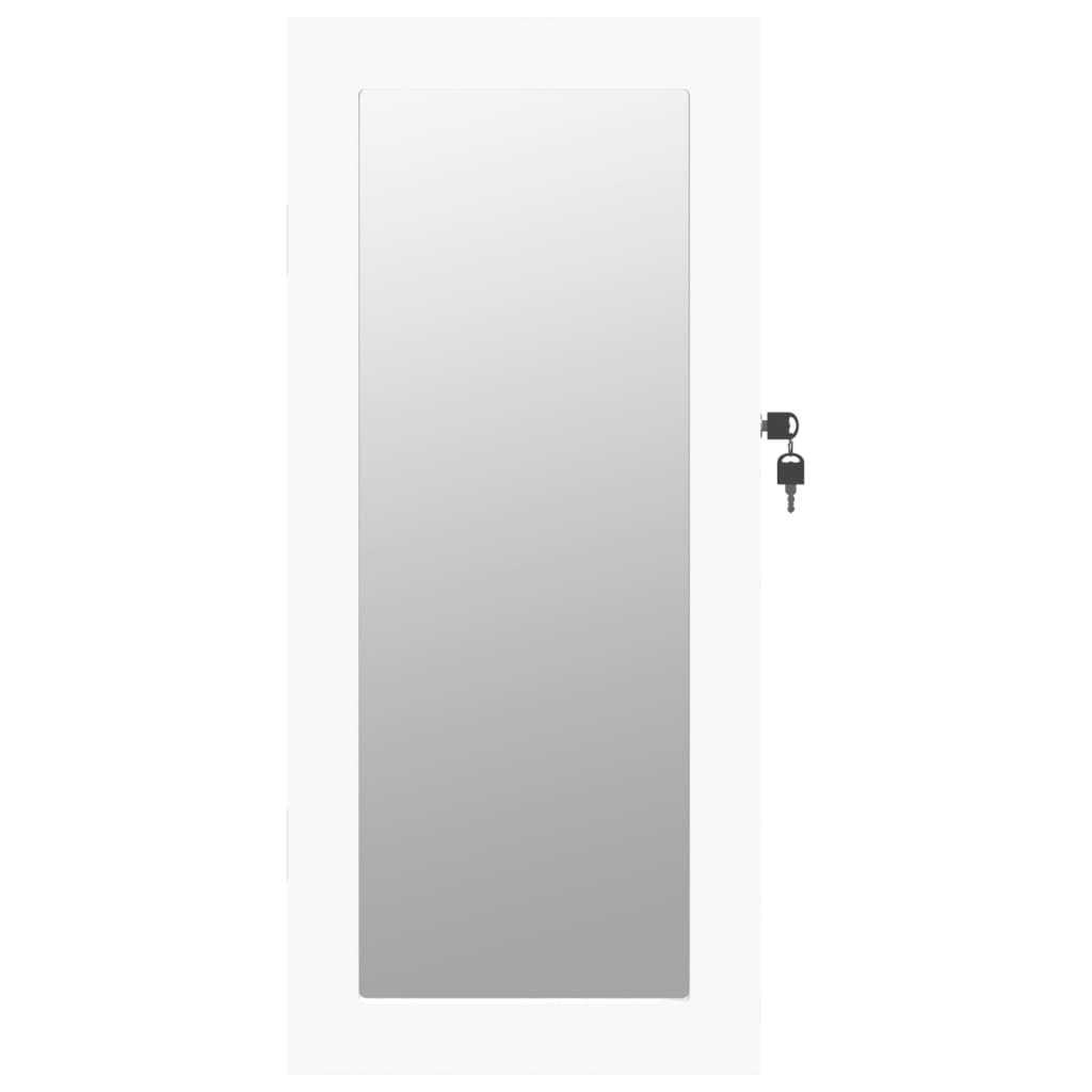 Armoire à bijoux avec miroir, fixation murale, blanc 30x8,5x67 cm