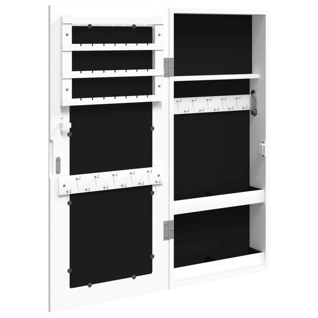 Armoire à bijoux avec miroir, fixation murale, blanc 30x8,5x67 cm