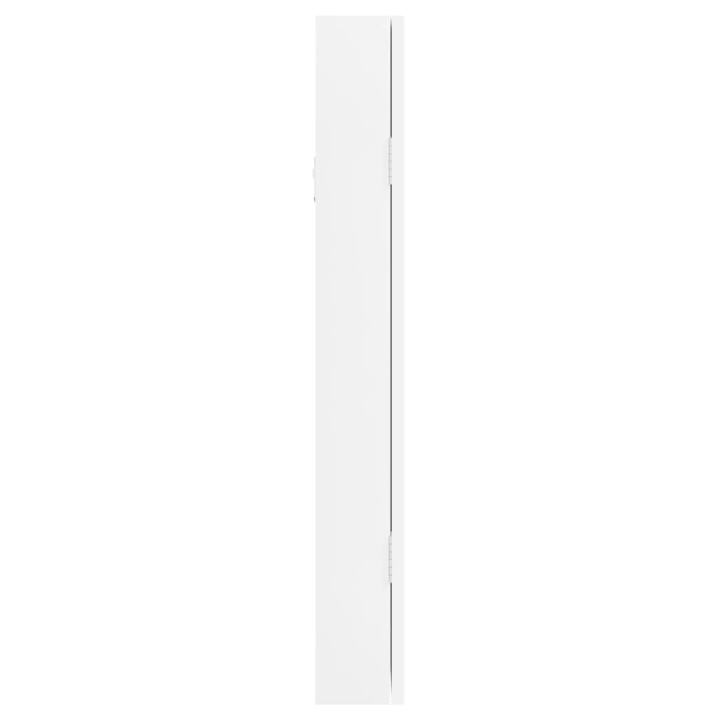 Armoire à bijoux avec miroir, fixation murale, blanc 30x8,5x67 cm