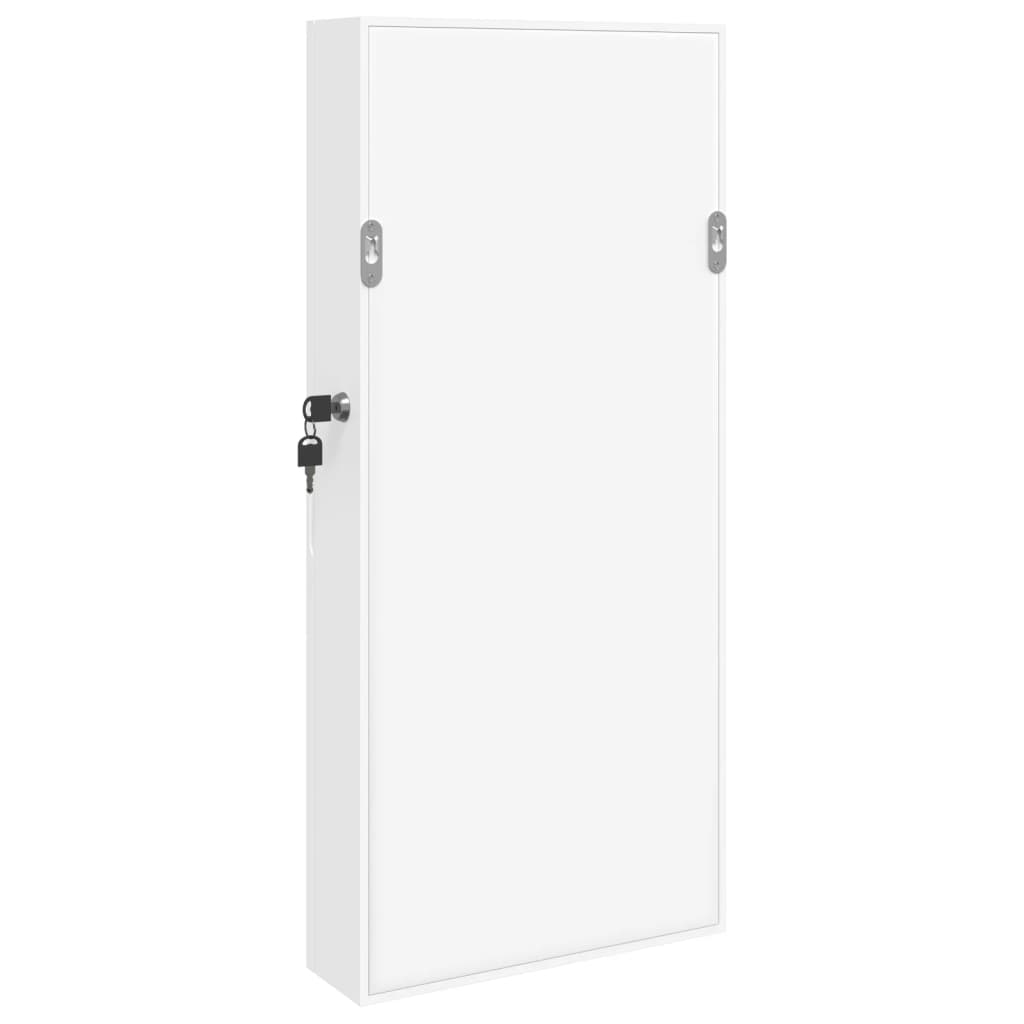 Armoire à bijoux avec miroir, fixation murale, blanc 30x8,5x67 cm
