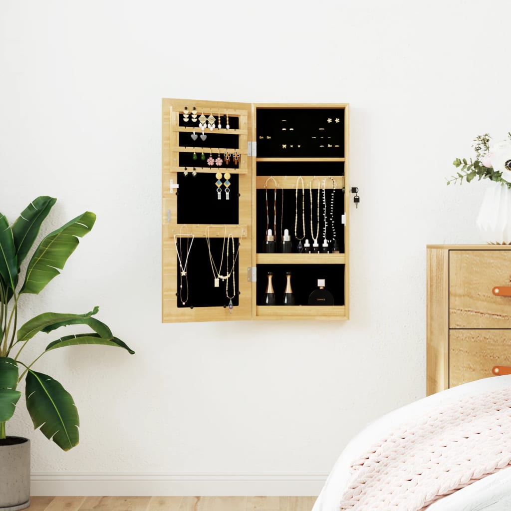 Jewelry Cabinet with Mirror Wall Mounted 30x8.5x67 cm