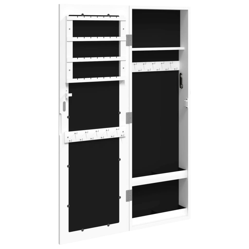 Armoire à bijoux avec miroir, murale, blanche 30x8,5x90 cm