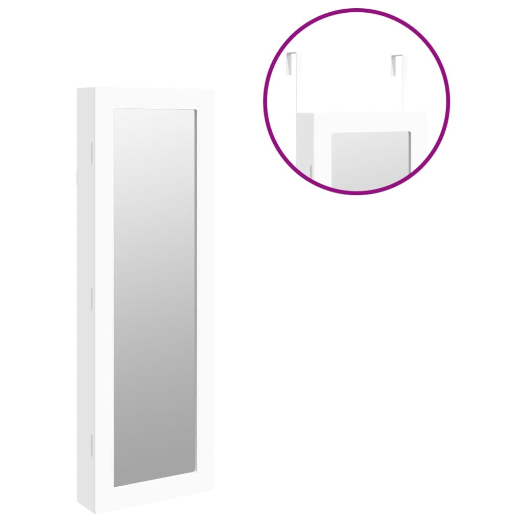 Armoire à bijoux avec miroir, murale, blanche 30x8,5x90 cm