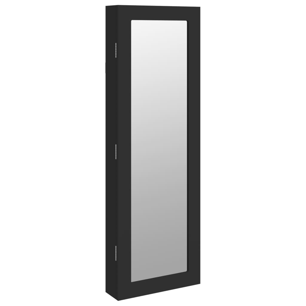 Armoire à bijoux avec miroir, fixation murale, noir, 30x8,5x90 cm