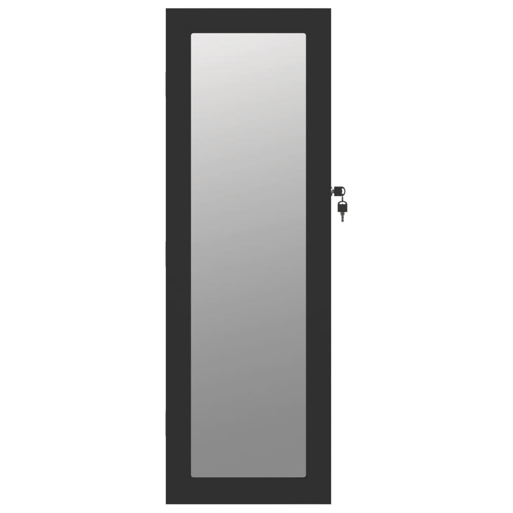 Armoire à bijoux avec miroir, fixation murale, noir, 30x8,5x90 cm
