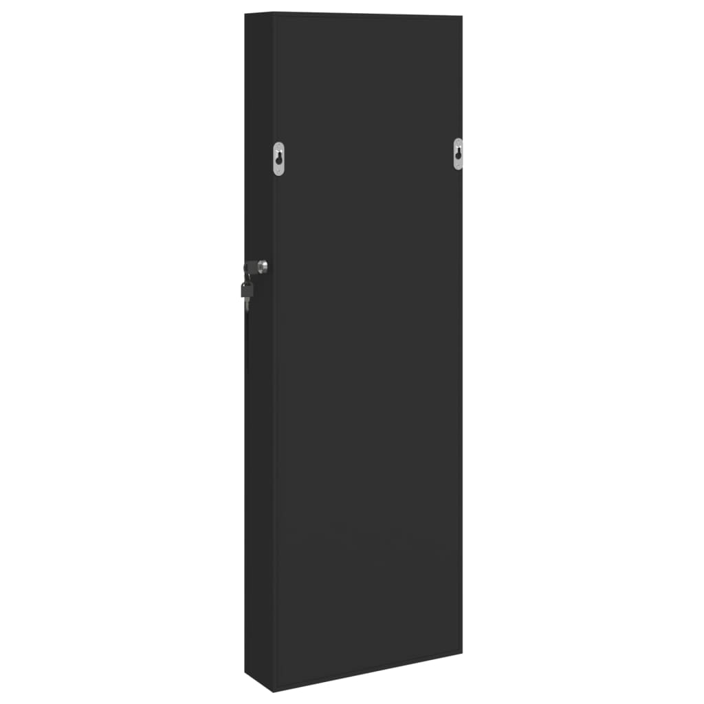 Armoire à bijoux avec miroir, fixation murale, noir, 30x8,5x90 cm