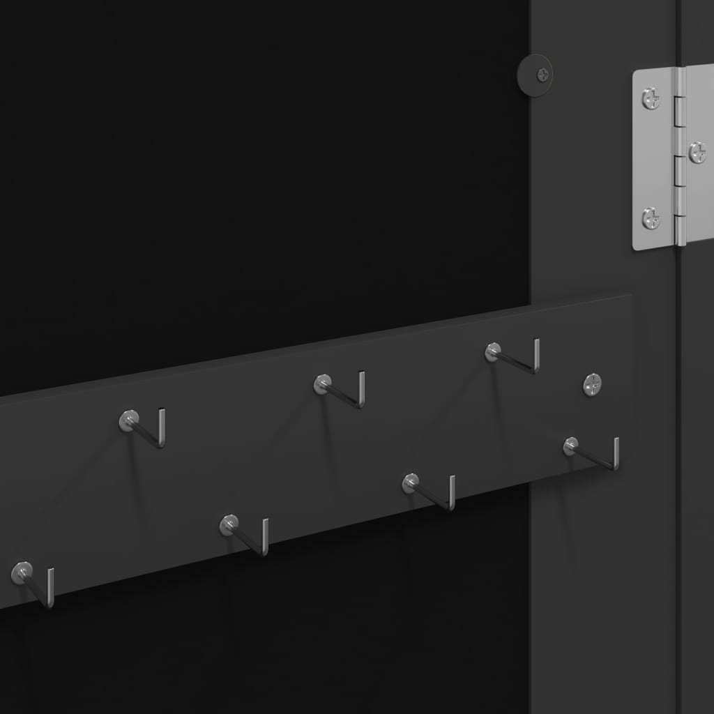 Armoire à bijoux avec miroir, fixation murale, noir, 30x8,5x90 cm