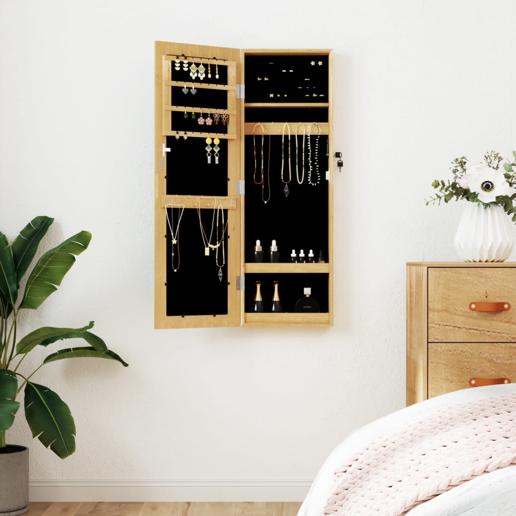 Armoire à bijoux avec miroir Murale 30x8,5x90 cm