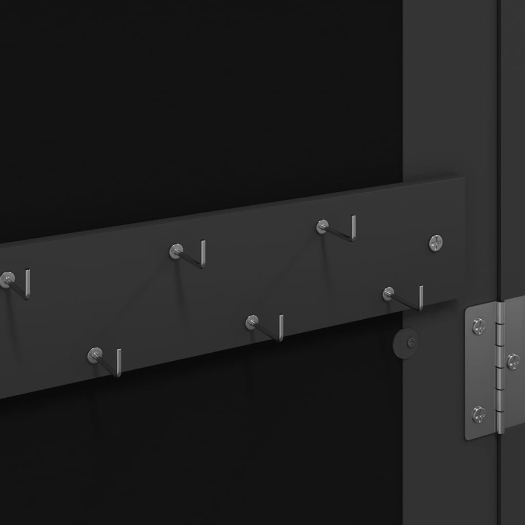 Schmuckschrank mit Spiegel Wandmontage Schwarz 30x8,5x106 cm