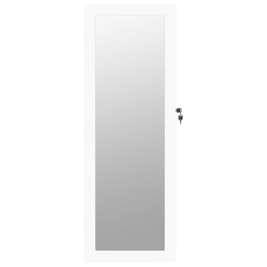 Armoire à bijoux avec miroir Murale Blanc 37,5x10x106 cm