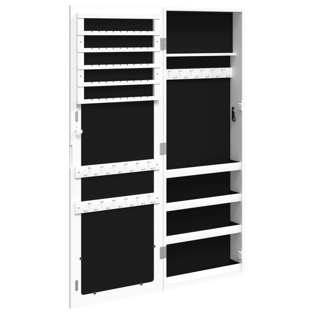 Armoire à bijoux avec miroir Murale Blanc 37,5x10x106 cm