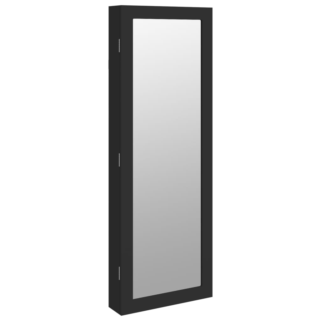 Jewelry Cabinet with Mirror Wall Mounted Black 37.5x10x106 cm