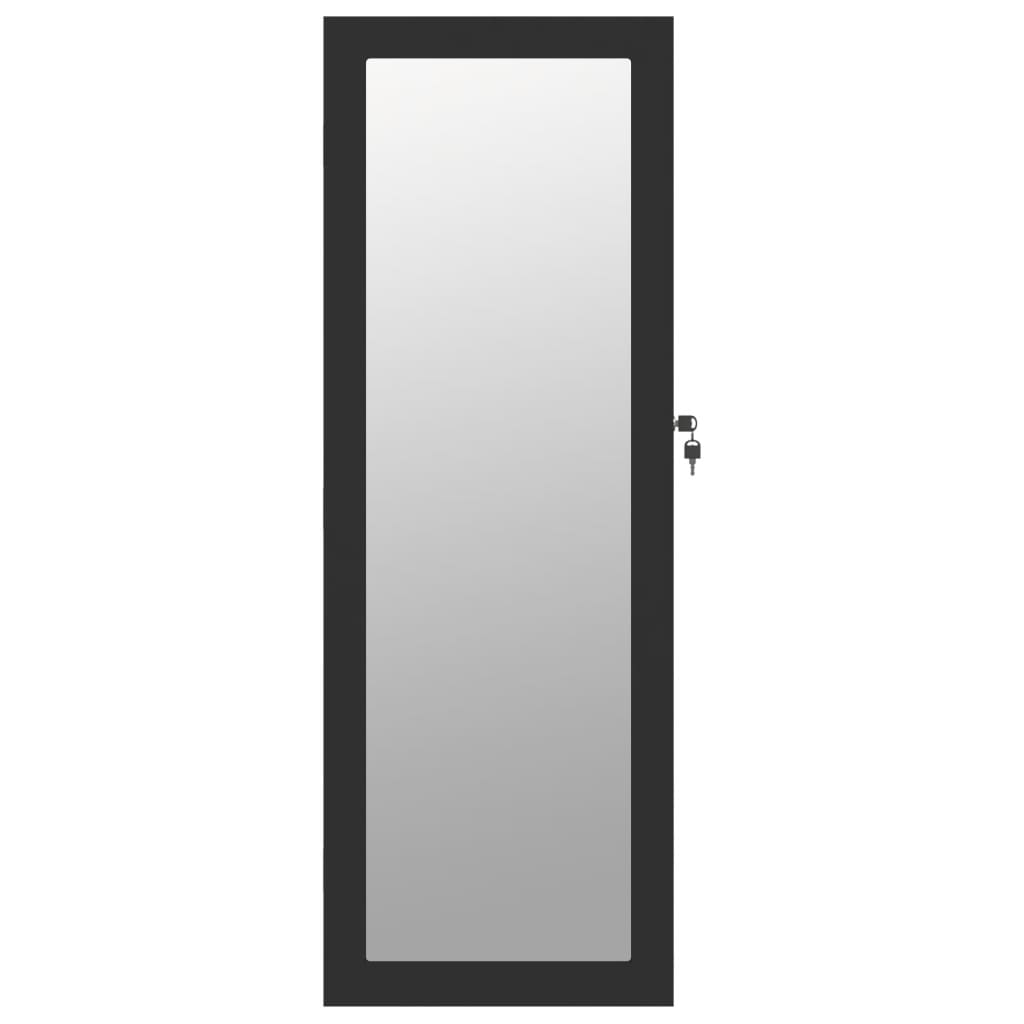 Jewelry Cabinet with Mirror Wall Mounted Black 37.5x10x106 cm