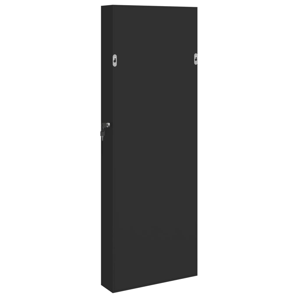 Jewelry Cabinet with Mirror Wall Mounted Black 37.5x10x106 cm