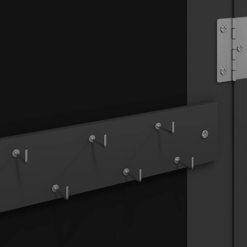 Jewelry Cabinet with Mirror Wall Mounted Black 37.5x10x106 cm