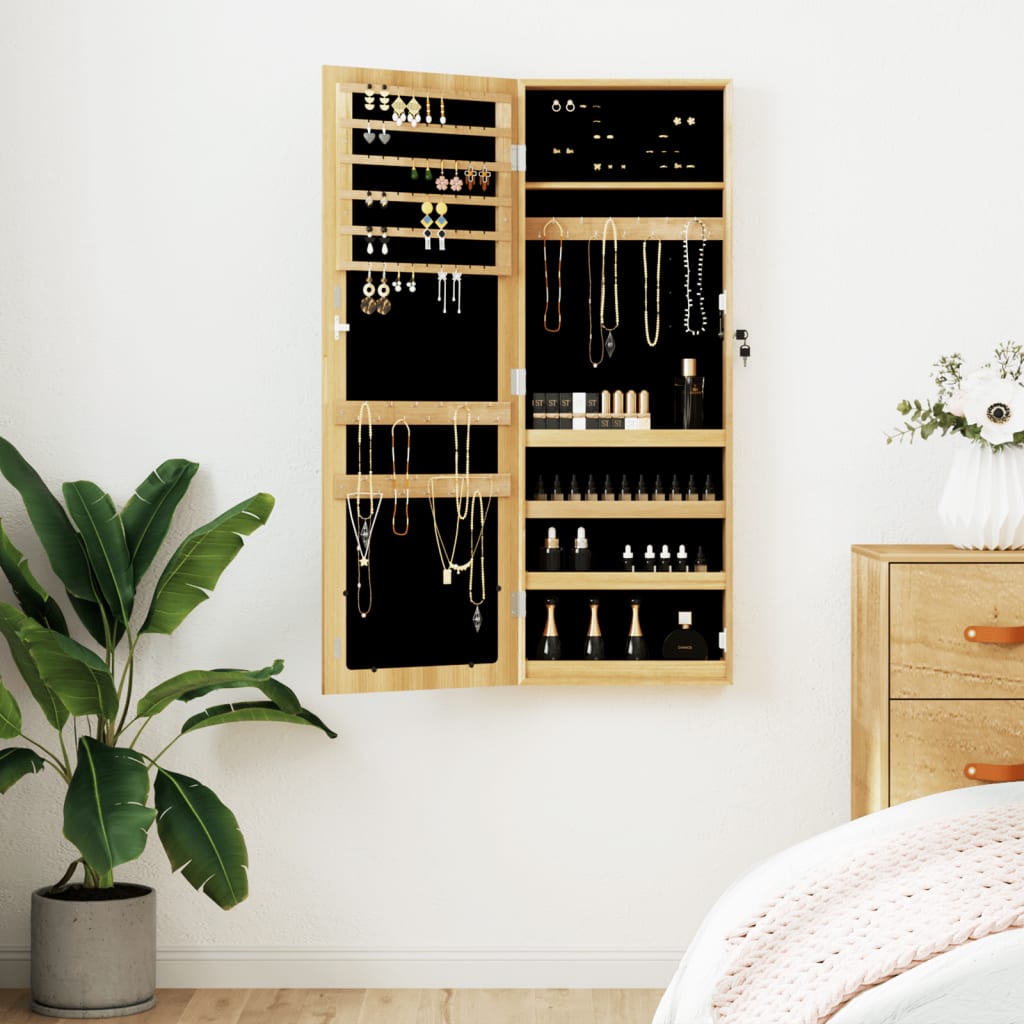 Armoire à bijoux avec miroir, montage mural 37,5x10x106 cm