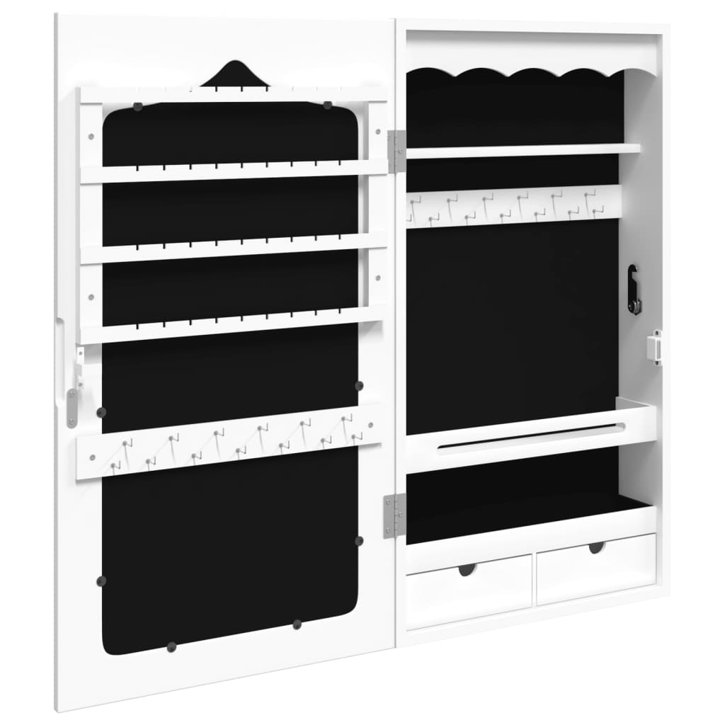 Jewelry Cabinet with Mirror Wall Mounted White 37.5x10x67 cm