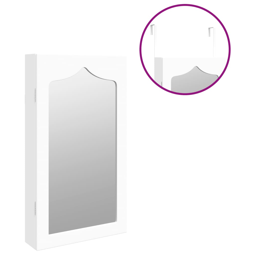 Jewelry Cabinet with Mirror Wall Mounted White 37.5x10x67 cm