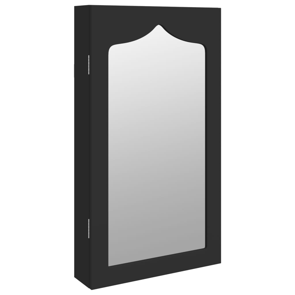 Armoire à bijoux murale avec miroir Noir 37,5x10x67 cm