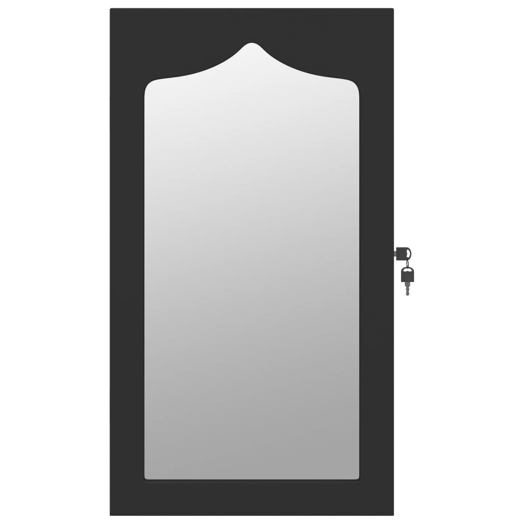 Armoire à bijoux murale avec miroir Noir 37,5x10x67 cm