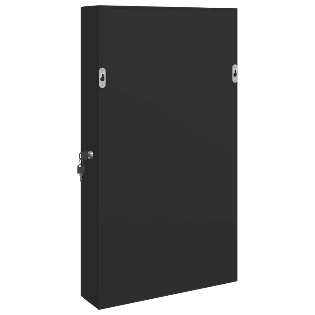 Armoire à bijoux murale avec miroir Noir 37,5x10x67 cm