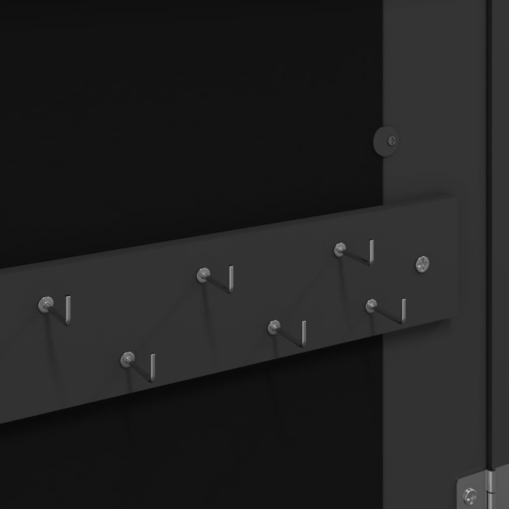 Armoire à bijoux murale avec miroir Noir 37,5x10x67 cm